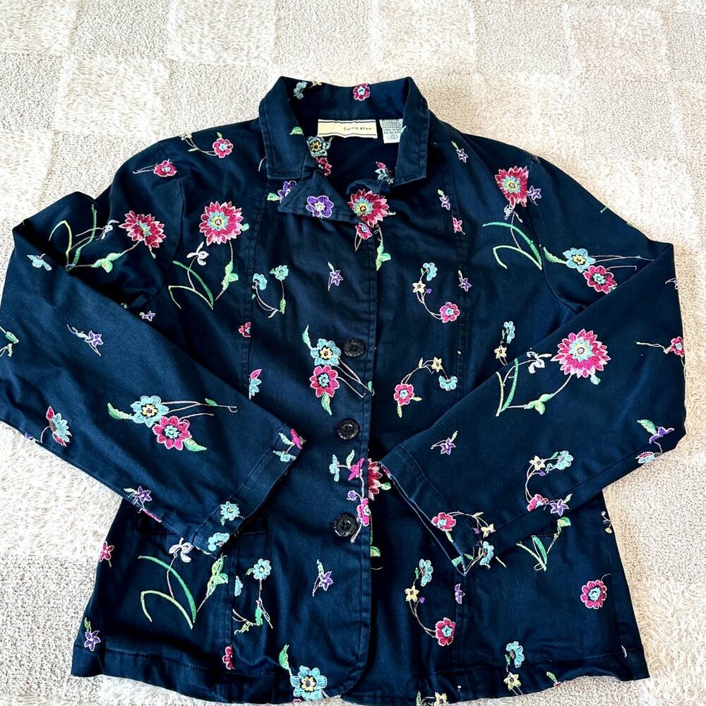 Women's Carrie‎ Allen Embroidered Floral Jacket/Blouse Size L